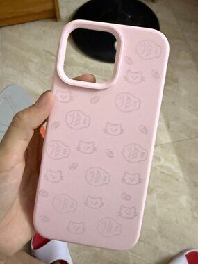 Cute Cat & Fish Blush Pink Silicone Case
